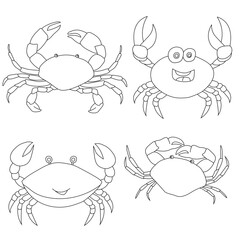 Outline Crab Clipart Set for Lovers of Sea Animals and Ocean Creatures
