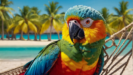 cute parrot on the beach