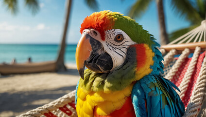 cute parrot on the beach