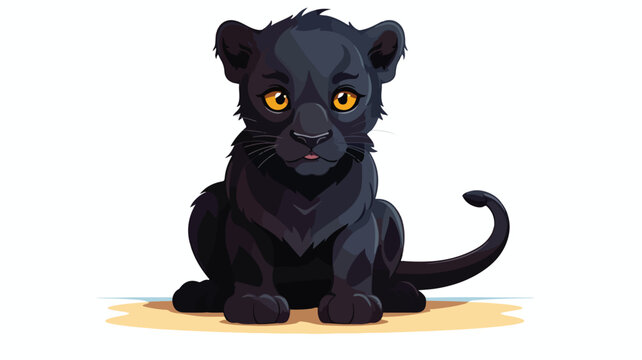 Cute funny black panther vector illustration flat v