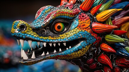 Fototapeta premium Detail of Dragon Alebrije in Oaxaca, Mexico.