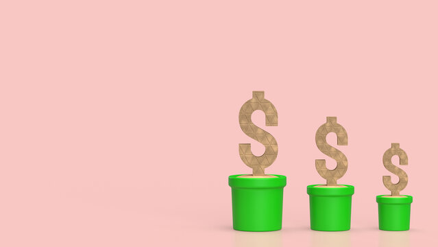 The dollar icon in plant for business concept 3d rendering.