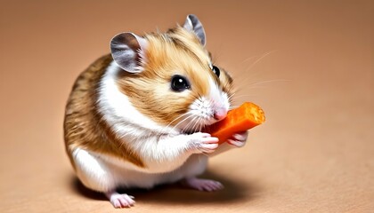 A Tiny Hamster Nibbling On A Piece Of Carrot Upscaled 2
