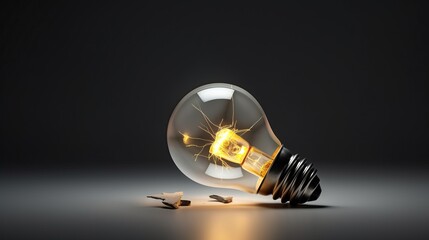 Small light bulb with a broken hole, concept for unsuccessful, problem or mistaken idea, misunderstanding to make a wrong decision.


 - obrazy, fototapety, plakaty