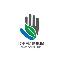 Hand and leaf logo