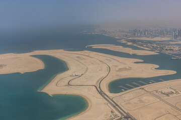 Aerial view of Dubai Islands, United Arab Emirates.