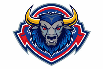 A sports team logo featuring a buffalo vector art illustration