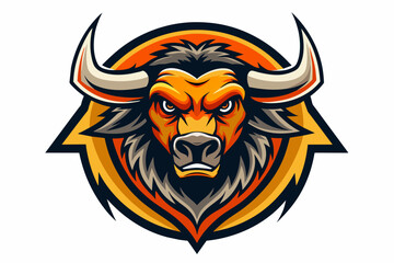 A sports team logo featuring a buffalo vector art illustration