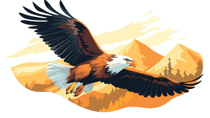 Eagle. Flying bird. Wild west. Western print. Moder