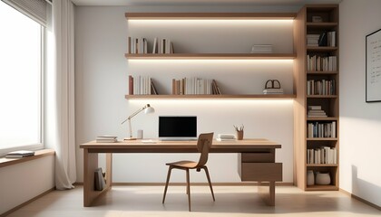 Simplistic Minimalistic Study Room With A Desk An Upscaled