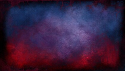 dark abstract blue red and purple background with old grunge texture and dark cloudy borders in...