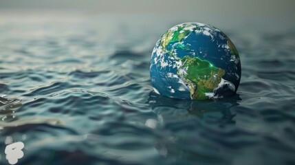 Earth globe in the shape of a water drop
