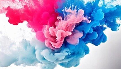 water ink cloud swirling drop blue pink red background white isolated colorful set liquid paint texture abstract motion art colours design pigment macro