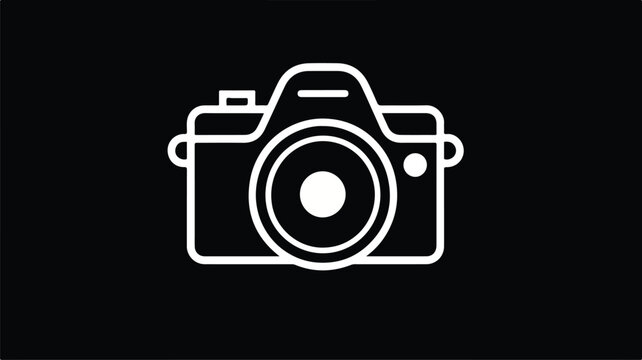Camera icon flat. Simple vector black pictogram fla