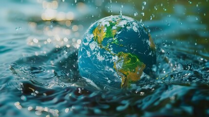 Obraz na płótnie Canvas Earth globe in the shape of a water drop