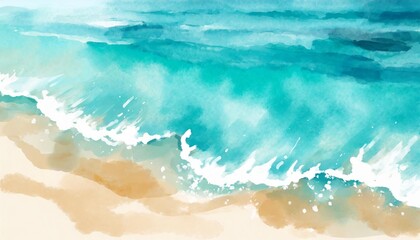 abstract watercolor beach and blue ocean fresh cheerful and relaxing summer concept positive and healthy tones to background or wallpaper