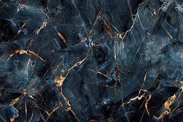 close up horizontal image of a dark marble background with golden veins pattern