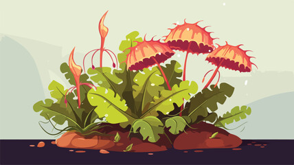 Carnivorous plant. Cartoon flytrap or flower predat