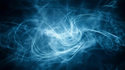 a computer generated image of blue and white swirls on a black background with space for your text or image.