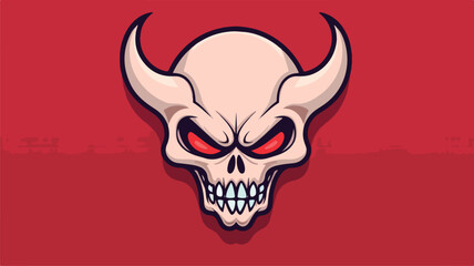 Cartoon devil skull Flat vector flat vector illustr