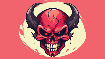 Cartoon devil skull Flat vector flat vector illustr