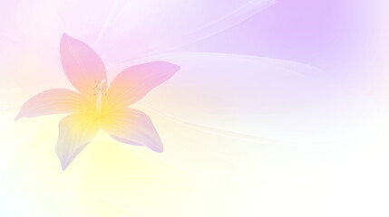 a pink flower with a yellow center on a purple and yellow background with a white center on the center of the flower.