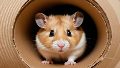 A Hamster Peeking Out From Its Hiding Spot In A Ca Upscaled 2 2