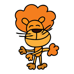 Funny cartoon happy, smiling lion. Vector illustration.