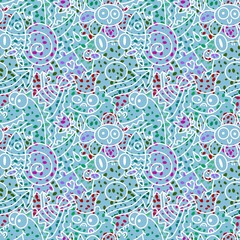 Cartoon animals doodle animals monsters seamless frogs and flower and dinosaur and fish pattern for wrapping paper