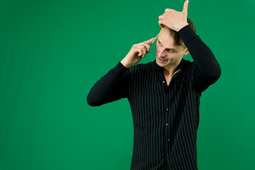 man talking on mobile phone over a green screen background