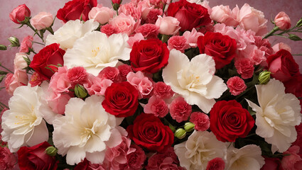Obraz na płótnie Canvas Romantic Red Garden Rose Bouquet for Valentine's Day