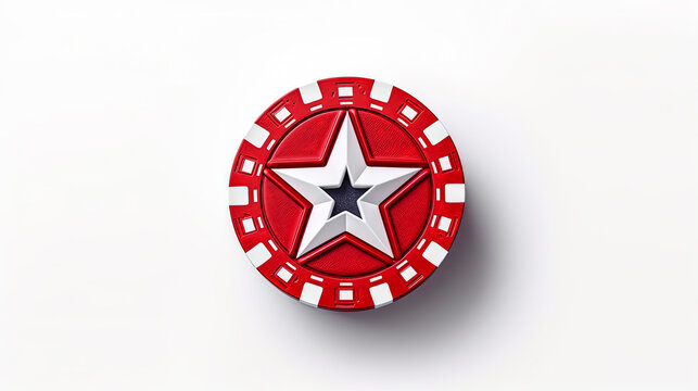 A red and white star with a black star in the middle