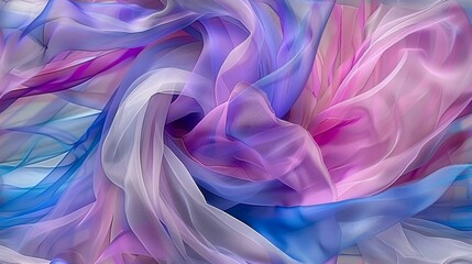 Obraz premium a digital painting of a pink, blue, and white dress with flowing fabric on the bottom of the image.