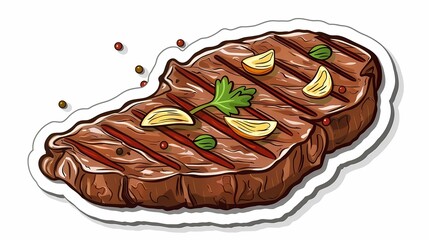 meat illustration for cafe, meat restaurant, signboard for diner