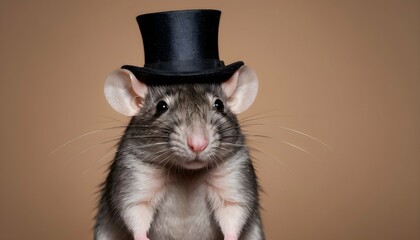 A Rat Wearing A Top Hat Looking Fancy Upscaled 3