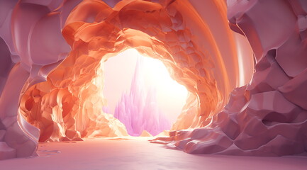 3d render of a cave with colourful rocks inside, Generative AI
