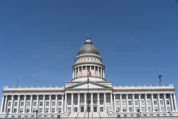 Salt Lake City State Of Utah Capitol Building with Blue Sky Background