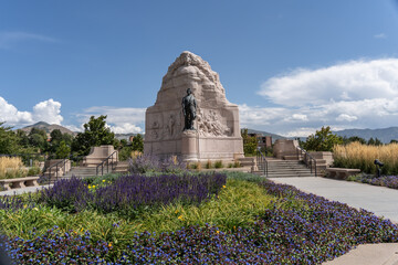 Mormon Battalion Monument on the grounds of Utah State Capitol building in Salt Lake City. 