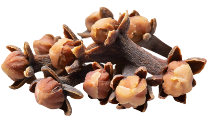 cooking spice, cloves isolated on white transparent background with clipping path, for printing and web page, banner design, sticker, png transparent.
