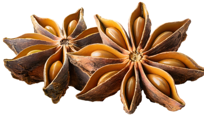 star anise isolated on white transparent background, for printing and web page, banner design, sticker, png transparent.