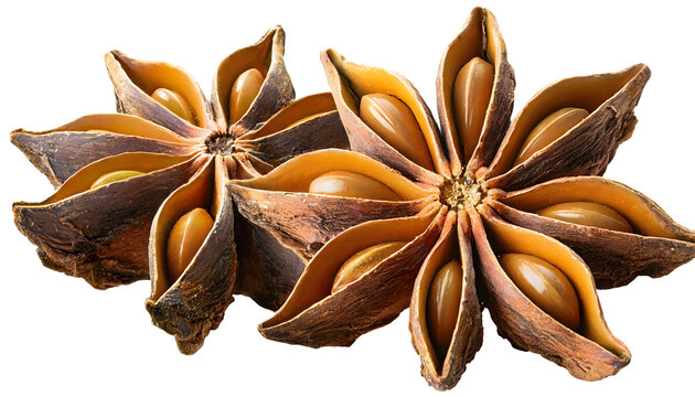 star anise isolated on white transparent background, for printing and web page, banner design, sticker, png transparent.
