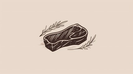 meat illustration for cafe, meat restaurant, signboard for diner