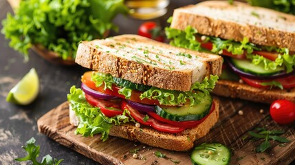 healthy vegetarian sandwich options showcasing variety and creativity - obrazy, fototapety, plakaty