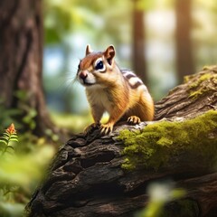squirrel in the forest amidst an idyllic summer scene generative ai