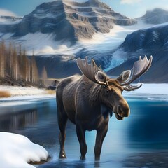 Moose in the snow generative ai