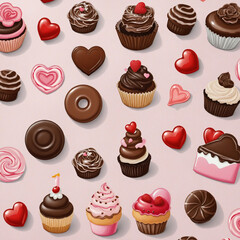 Valentine's day sticker set with tasty chocolate candees