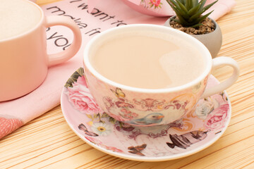 cup, tea, coffee, drink, white, breakfast, beverage, saucer, food, porcelain, table, china, plate, cafe, spoon, hot, mug, sweet, dessert, flower, teapot, antique, tea cup, teacup, isolated