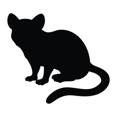 black silhouette of a tarsier on white