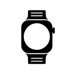 Black silhouette of a smart watch, editable vector SVG, generated with AI