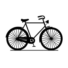 Black silhouette of city bike, editable vector SVG, generated with AI